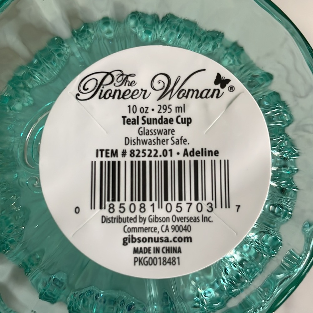 NWT (4) The Pioneer Woman Adeline Teal Sundae Cup Colored Glassware - Picture 8 of 8
